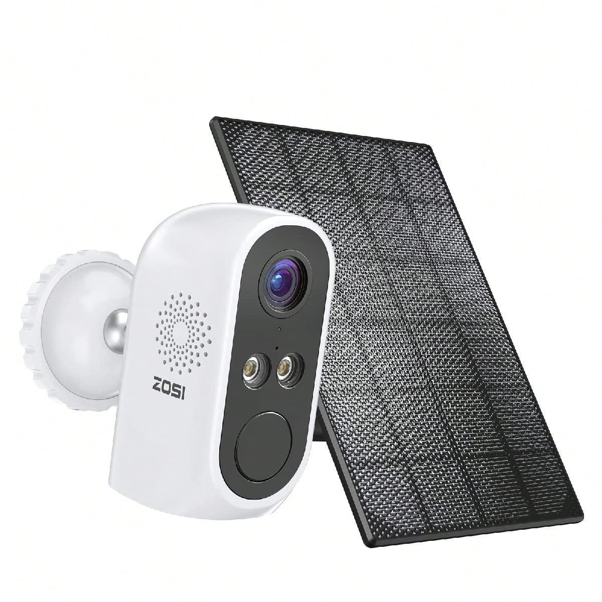 ZOSI C1 Pro 2K Camera de Surveillance WiFi à Batterie Rechargeable, Caméra Extérieure sans Fil avec Panneau Solaire, Audio Bidirectionnel,