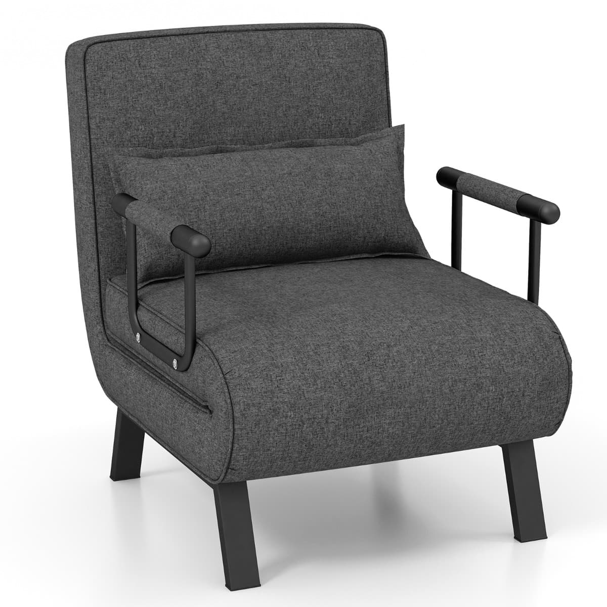 Fauteuil Convertible à Lit 1 Place, Fauteuil de Salon 4-en-1 Dossier Réglable en 6 Positions avec Or