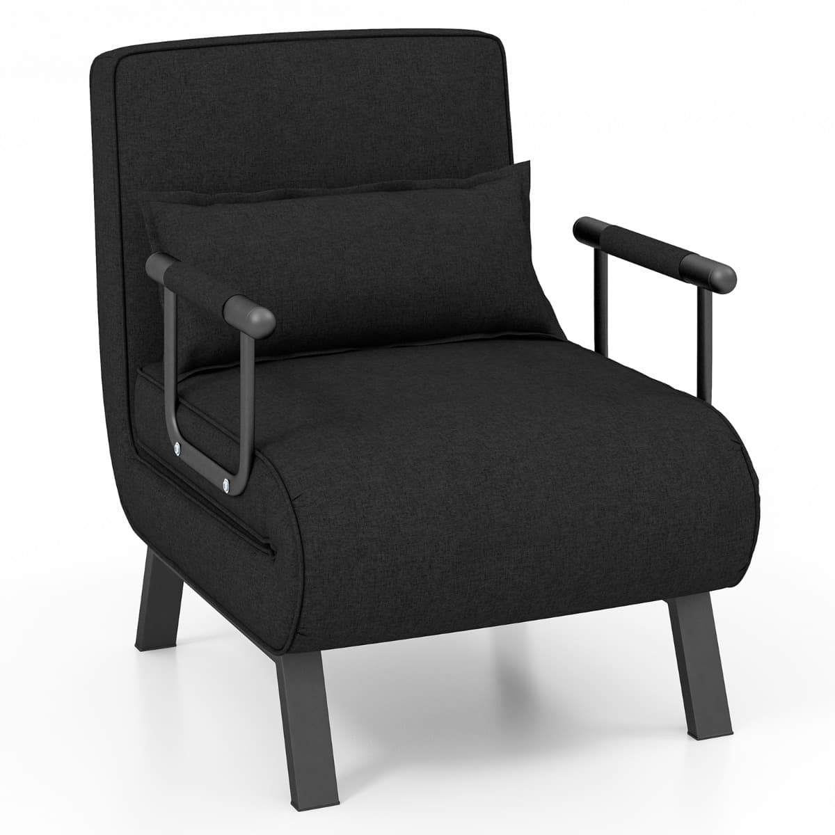 Fauteuil Convertible à Lit 1 Place, Fauteuil de Salon 4-en-1 Dossier Réglable en 6 Positions avec Or