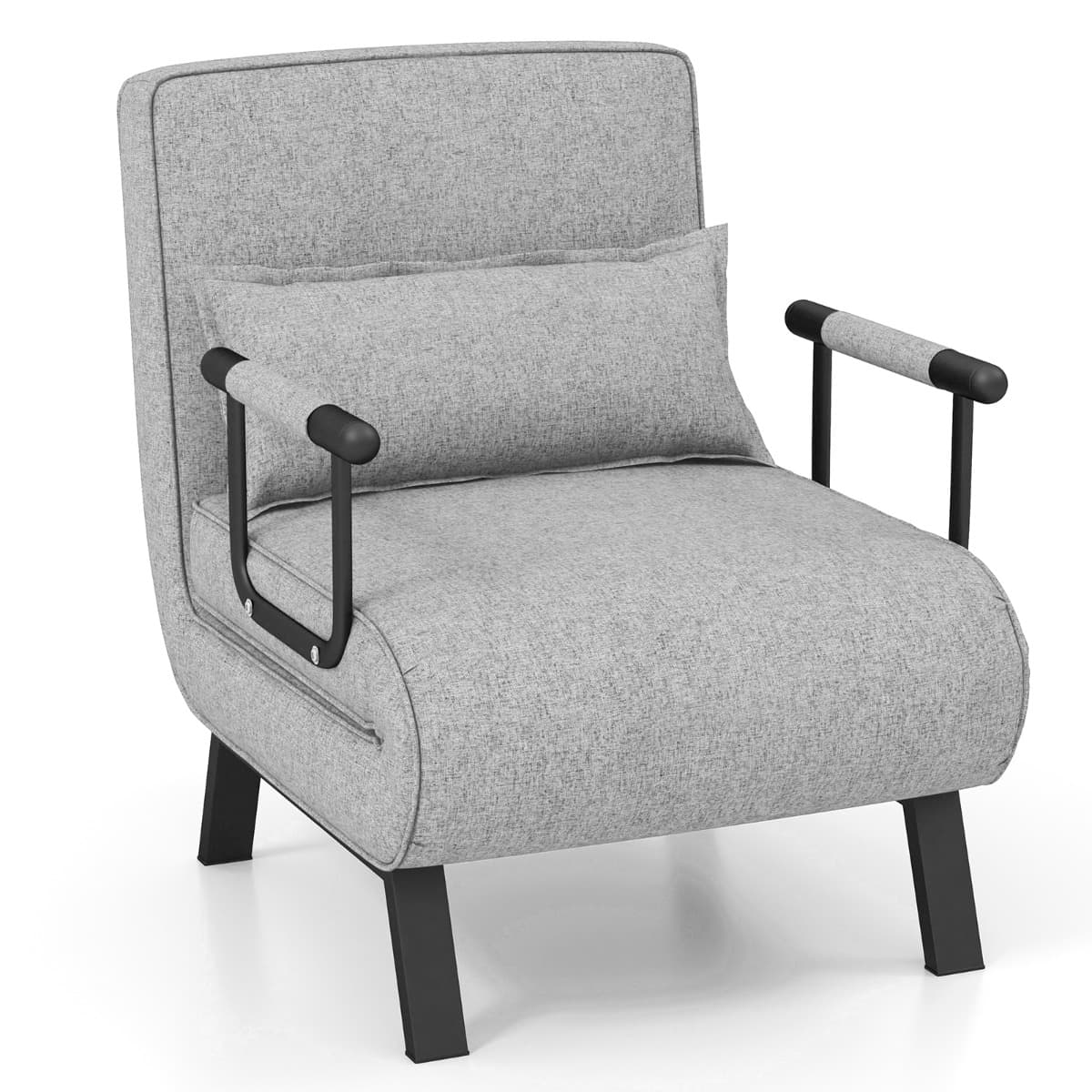 Fauteuil Convertible à Lit 1 Place, Fauteuil de Salon 4-en-1 Dossier Réglable en 6 Positions avec Or