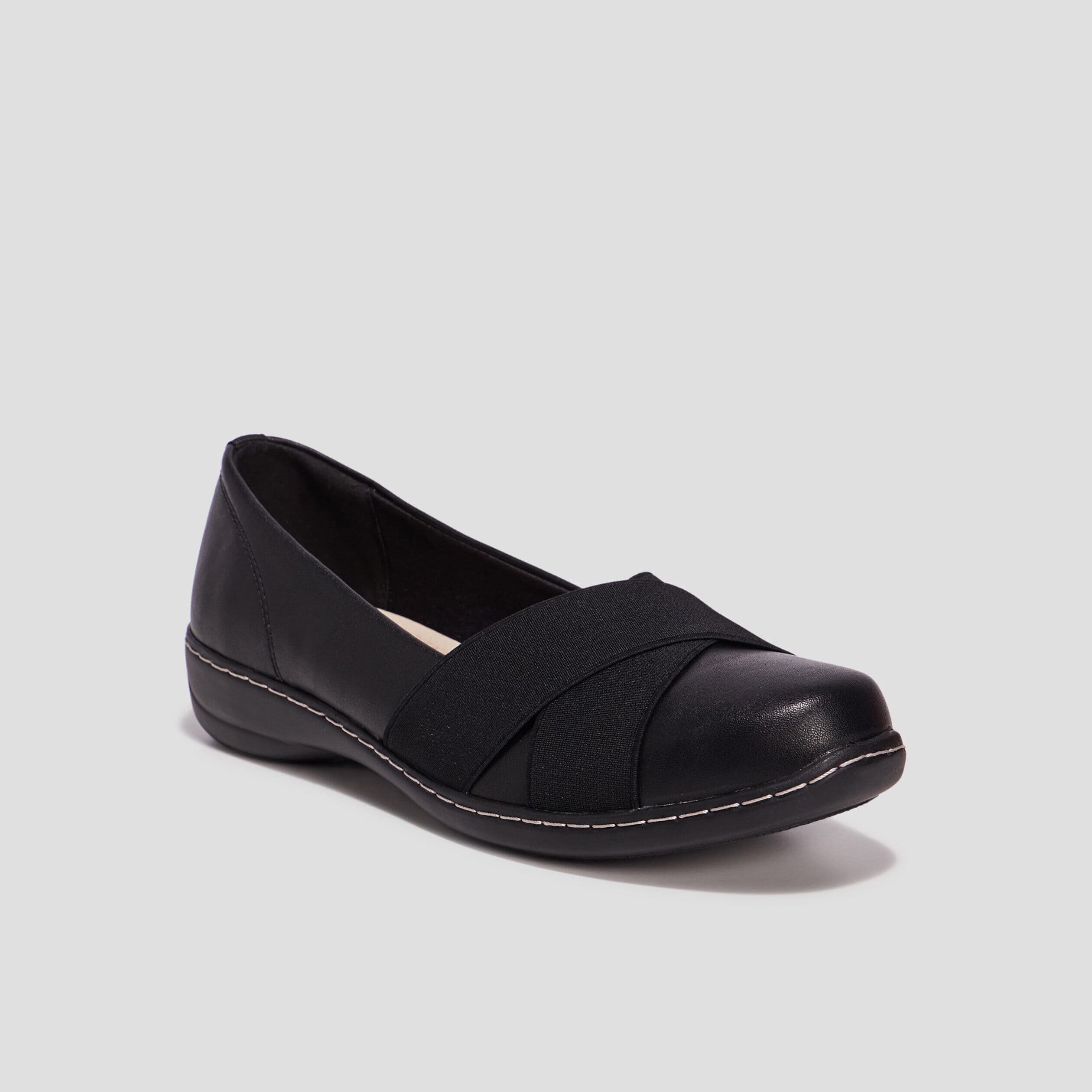 Ballerines compensées en cuir noir femme